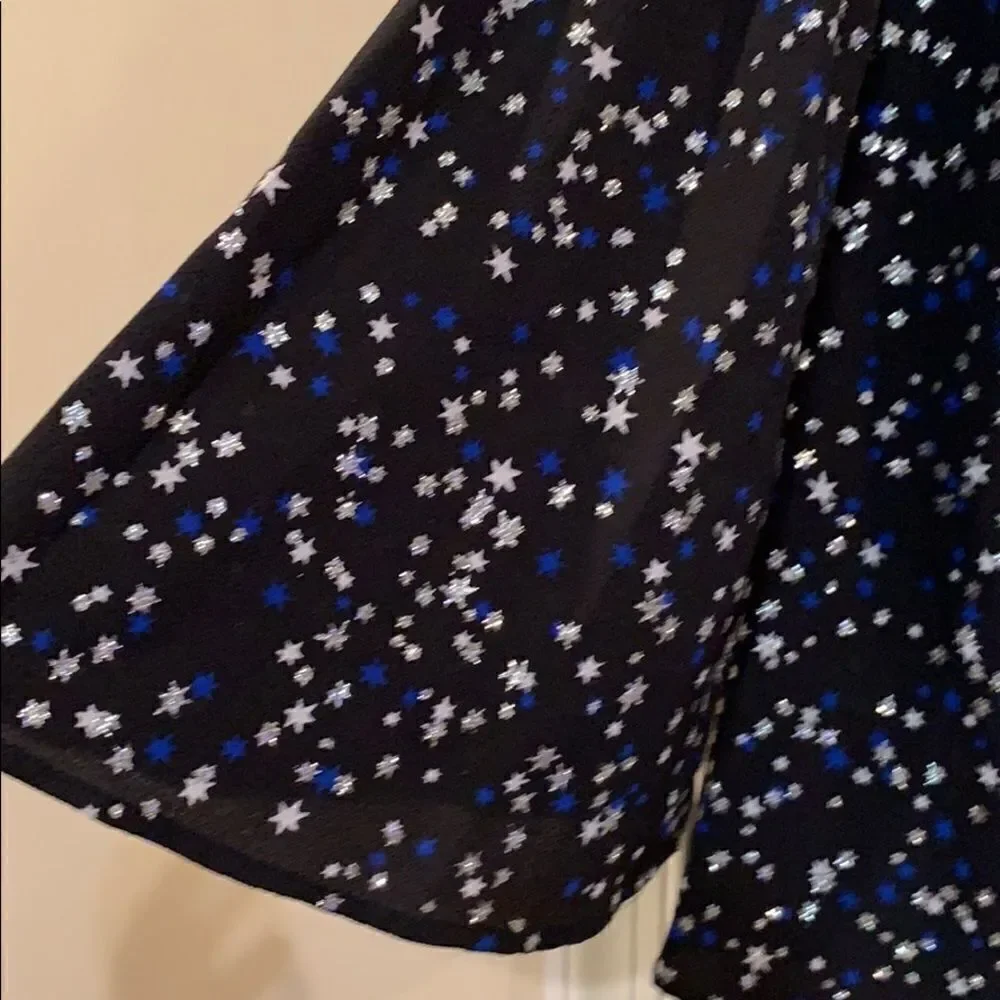 Michael Kors black glitter stars bell sleeve top S